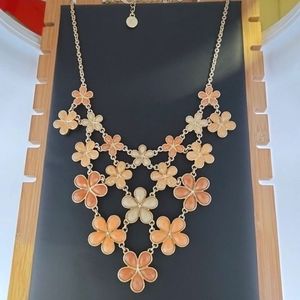 Coral LIZ CLAIBORNE Gold Tone Flowering Necklace.